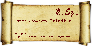 Martinkovics Szirén névjegykártya